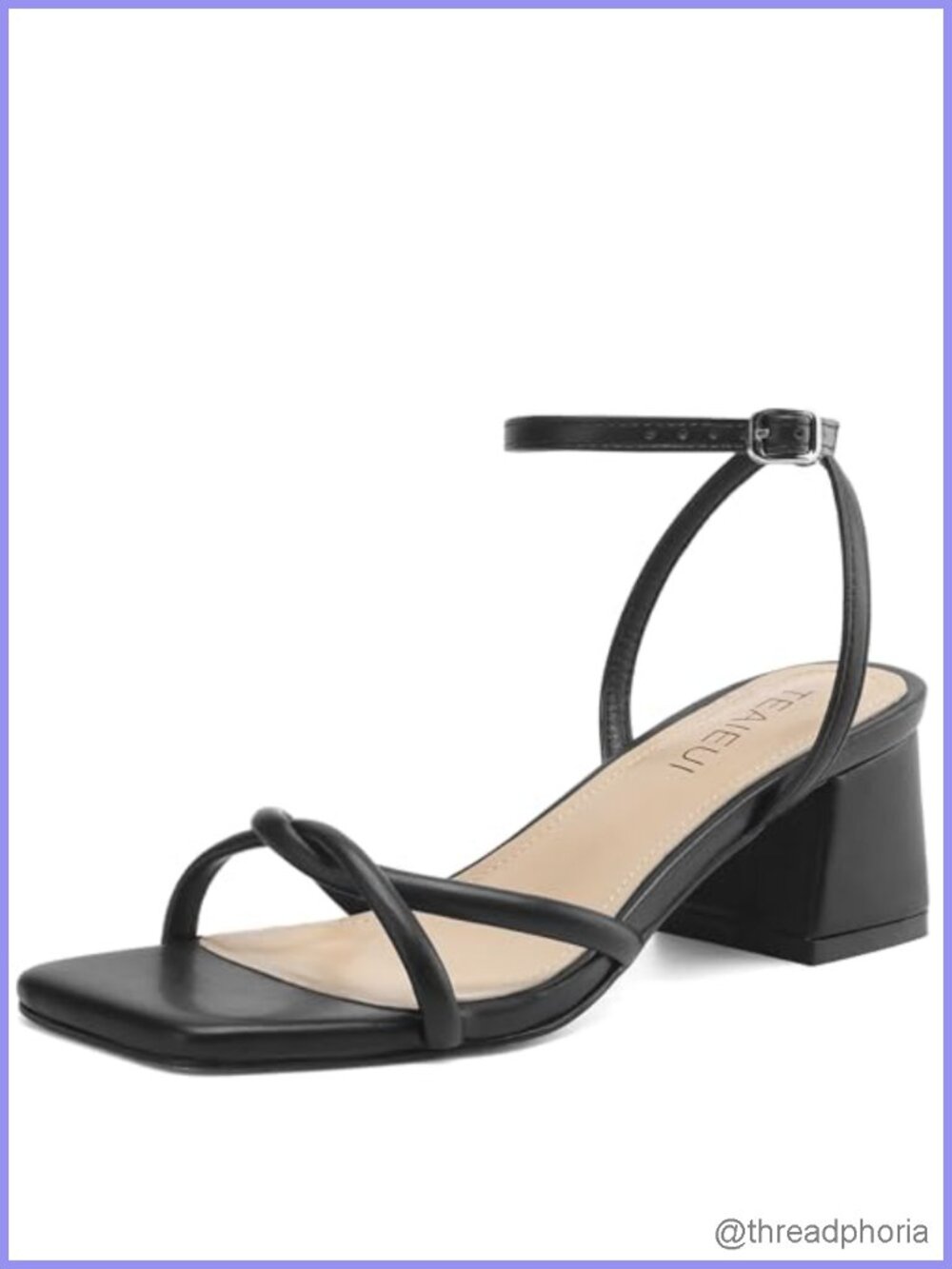 Chunky Heels for Women Square Toe Strappy Heeled Sandals 2 Inch